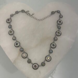 Lia Sophia Silver toned Necklace with Green and Pink Highlights